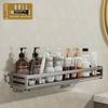 Space Aluminum Bathroom Wall Shelf With Hooks And Oxidized Finish For Toilet Storage