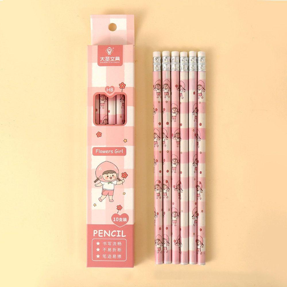 10Pcs Stationery Writing Pencil Sketch Painting Pencil Durable HB Pencil School