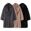 Womens Winter Faux Fur Collar Long Coat Warm Plush Outerwear Casual Chic Mid-Length Parka