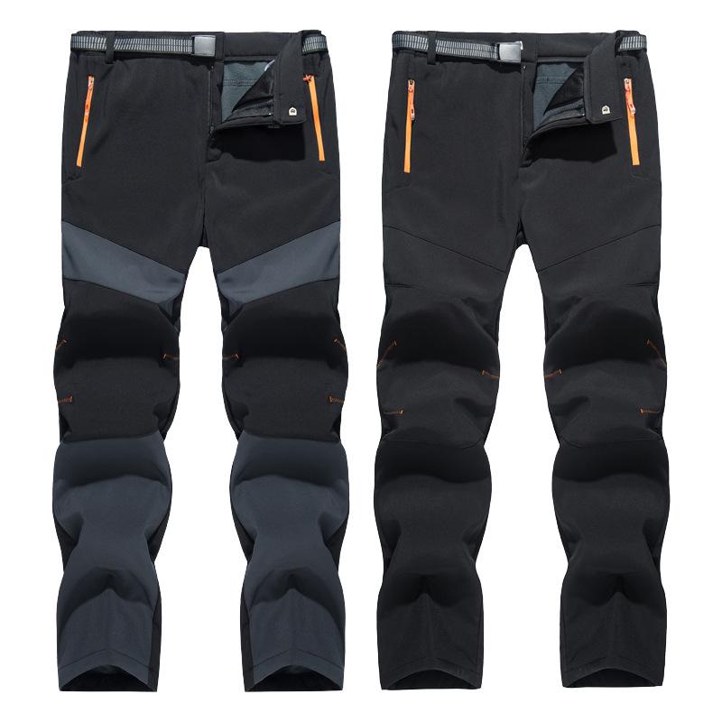 Men's Thickened Ski Pants: Fleece-Lined, Windproof, Water-Repellent, Plus Sizes for Autumn/Winter Mountaineering
