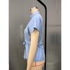 Camicie estive da donna Manica corta Chiffon Scollo a V Bottoni Elegante Cintura Camicia