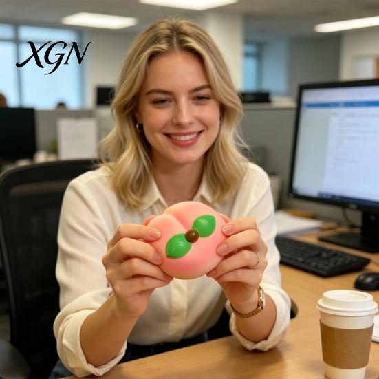 Vibrant Color Stress Ball Soft Snow Peach Slow-Rising Squeeze Toy Realistic Fruit-Shaped PU Fidget Relaxation for Relief Novelty Decompression Gadget