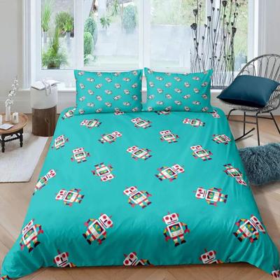 Robot Duvet Cover Set Kids Boys Watercolor Robot Bedding Set Modern Cartoon Super Robot Pattern King Size 2/3pcs Bedding Set
