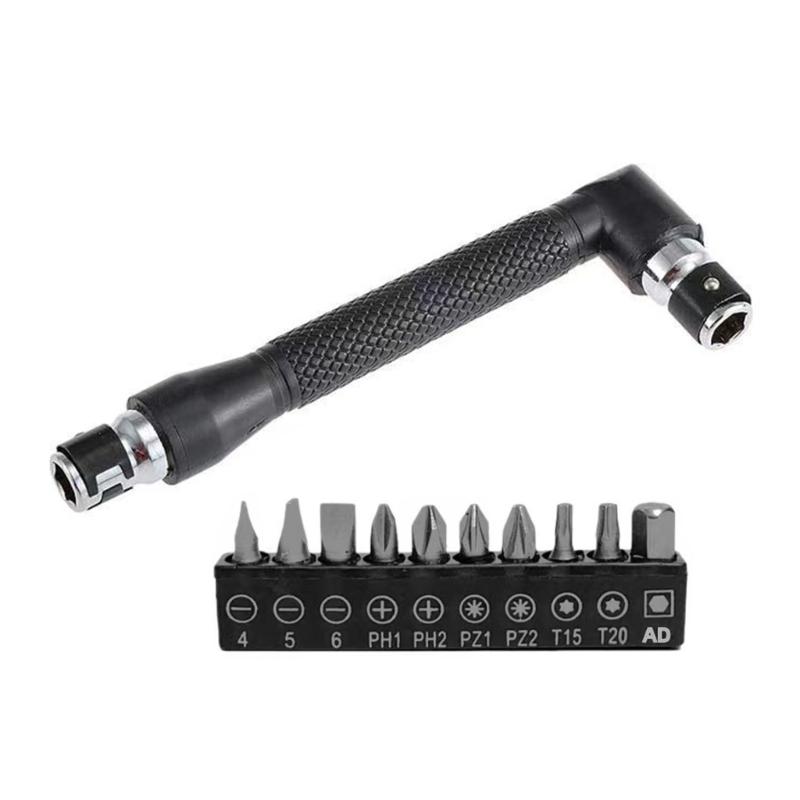 L Shape Double Head Hex Key Wrenches Set With 10 Interchangeable Bit For Various Screws And Applications