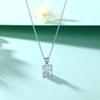 European and American silver jewelry fashionable and simple 925 sterling silver square zircon pendant crystal necklace women's light luxury