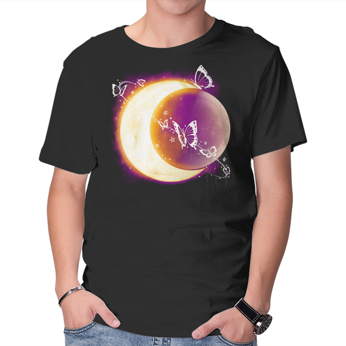 Unisex Crew Neck T-Shirt Space Moon Graphic Short Sleeve Casual Tee XXXL