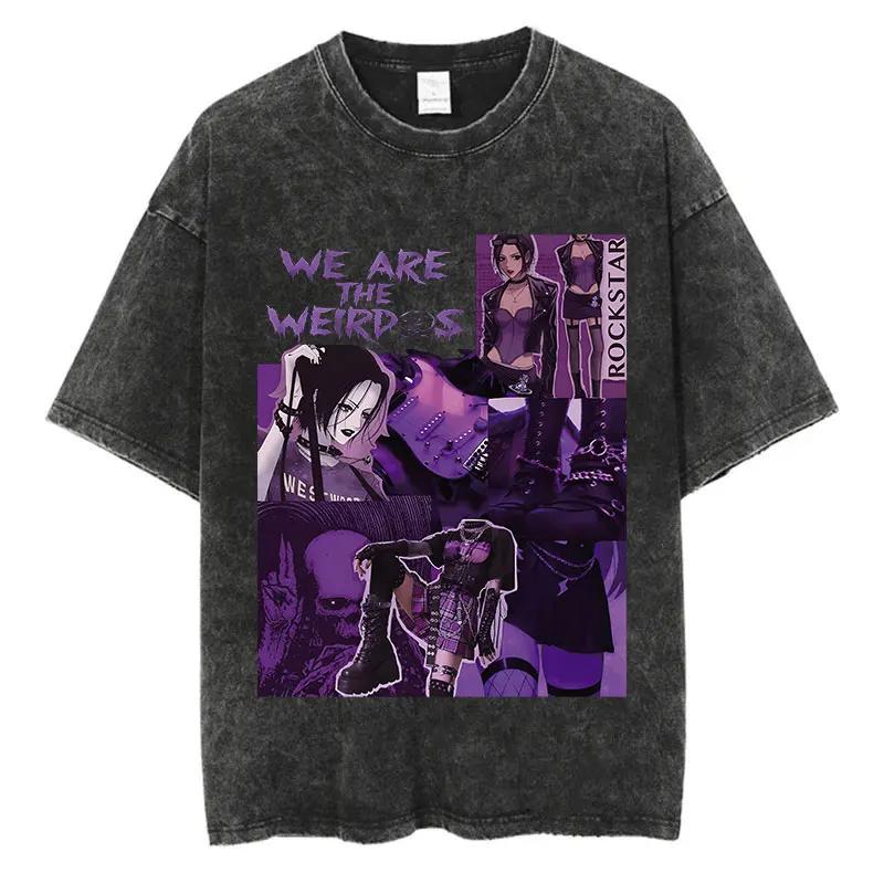 

Japanese Anime Nana Osaki Printed Retro Washed T-shirt Harajuku Streetwear Pattern T-shirt Summer Short Sleeved T-shirt XXXL