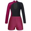 Kids Girls Gymnastics Skating Long Sleeve Leotard Jumpsuit with Shorts Dancewear