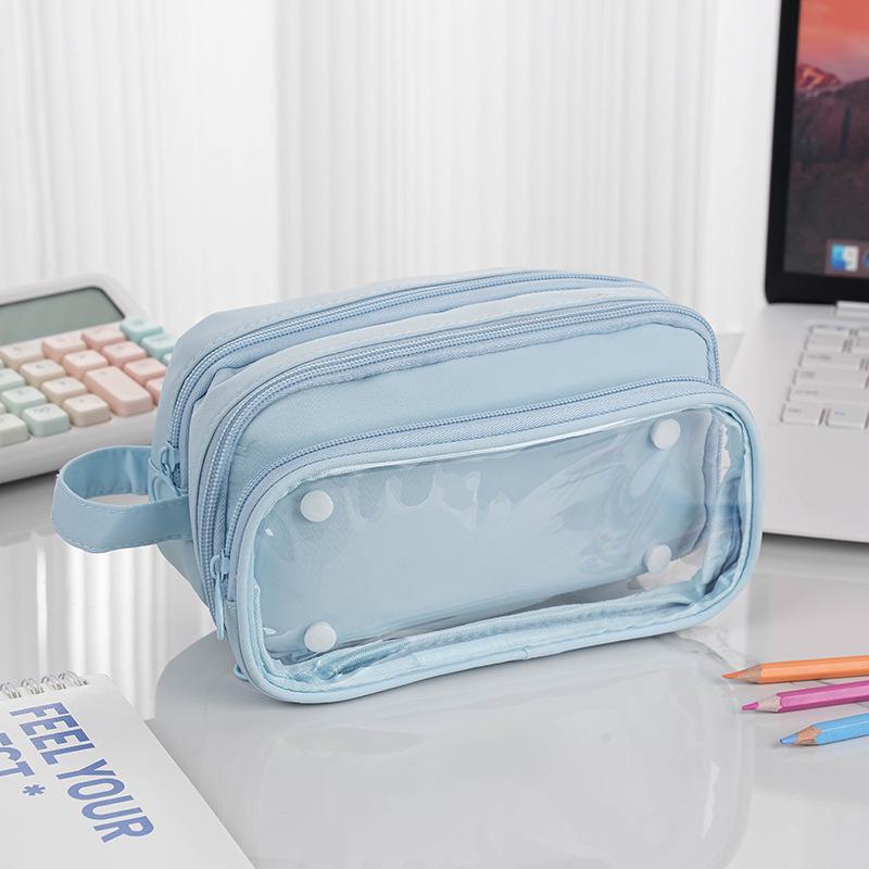 Detachable Double-Layer Pencil Case with Transparent Window for Students