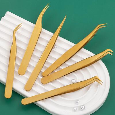 Precisie Wimperpincet Set 5/6 Delen Roestvrij Staal Wimperverlenging Tool Met PU Leer Opbergkoffer Voor Schoonheidssalon Gebruik