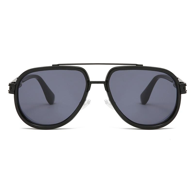 Double Bridge Metal Sunglasses with UV400 Protection Fashionable PC Lens for Unisex Outdoor Activities