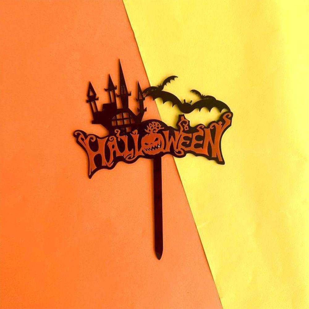 Cartoon Happy Halloween Cake Toppers Acrylic Cake Insertion Flag  Halloween Party Decoration