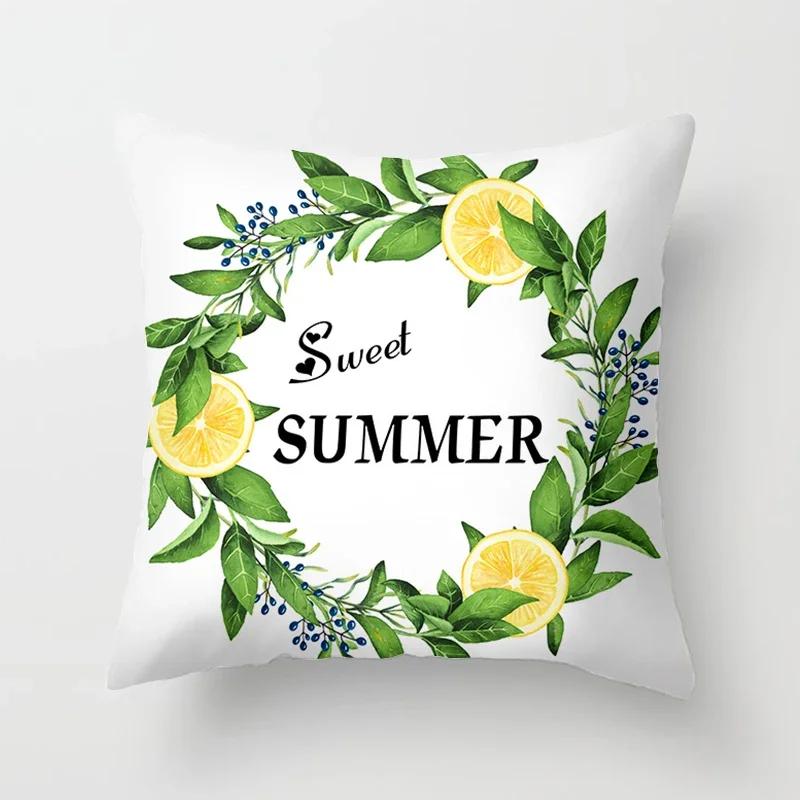 1Pcs Lemon Pattern Summer Decorative Cushions Pillowcase Polyester Cushion Cover Throw Pillow Sofa Decoration Pillowcover