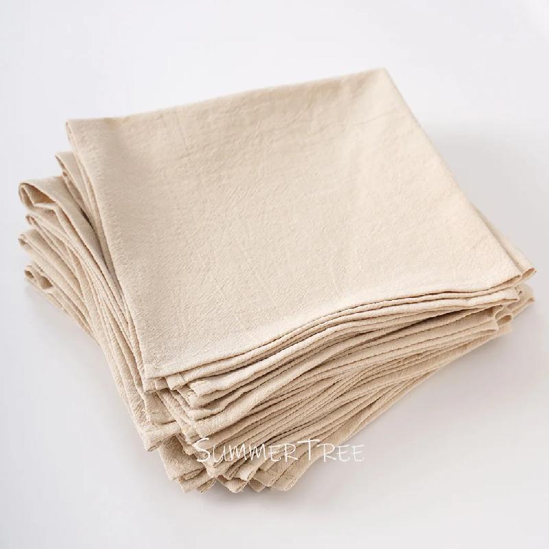 12 Stück 40x40cm Gewaschene Baumwolle Einfarbig Stoff Servietten Vintage Weich Langlebig Geschirrtücher Tischsets für Zuhause Küche Hochzeit Tischdekoration