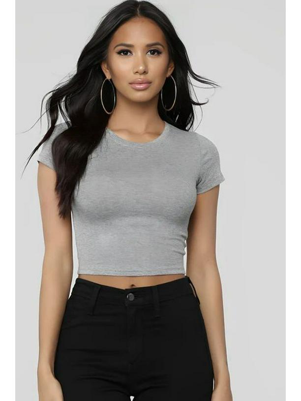 

Customizable Summer Women s Solid Color Short-Style Top M