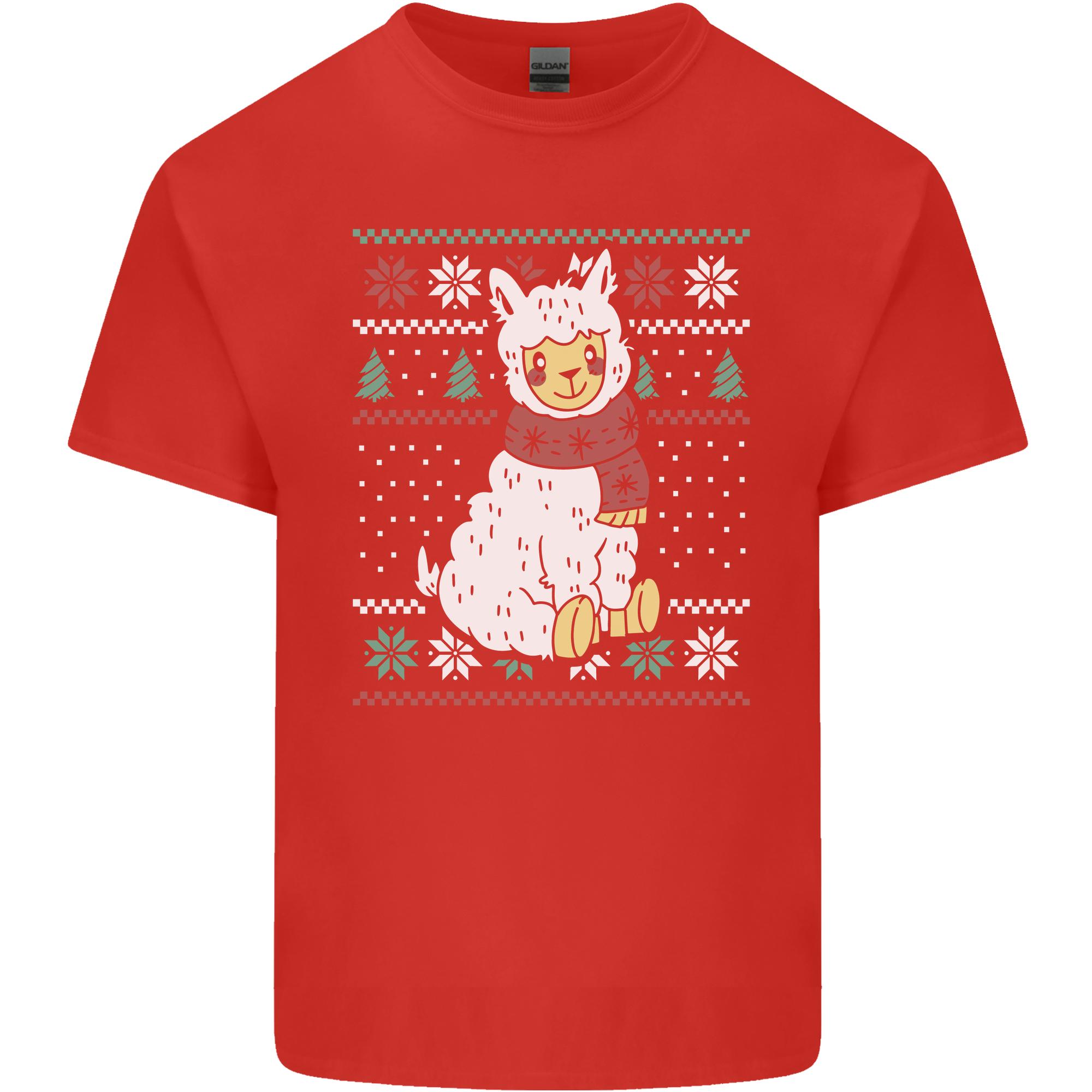 Xmas Llama Wearing a Christmas Scarf Unisexs Light Cotton TShirt S