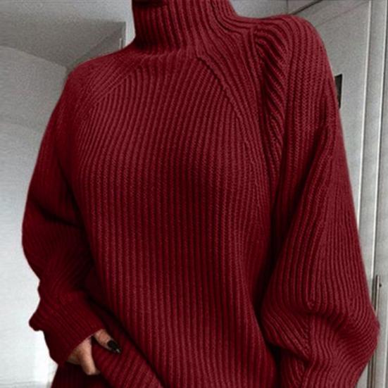 Damen Herbst Rollkragen Pulloverkleid Oversized Zopfmuster Langarm Kurzes Kleid Lässiger Pullover Minikleid