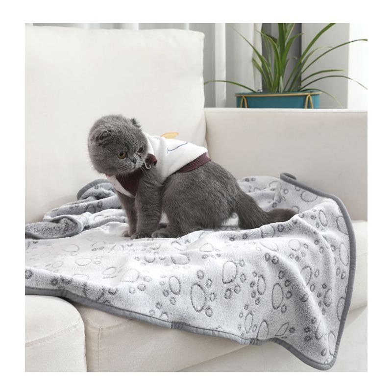 Cartoon Niedliches Pfotenmuster Hund Schlafdecke Super Weiche Plüsch Haustierdecke Warme Kuscheldecke für Hunde Katzen Welpen Decken für Couch Sofa Bett