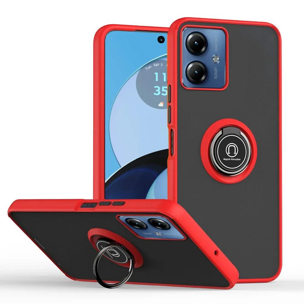 Armor Case For Motorola Moto G35 G55 G85 5G E14 G04S G04 G24 G84 G54 G53 Cover Ring Magnetic Holder Stand Coque Funda Shell Capa