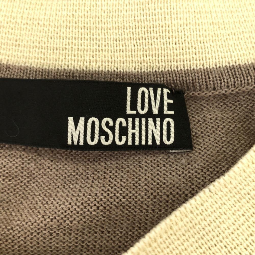 LOVEMOSCHINO wool blend Long sleeve knit 44 Beige x white sweater Women Used