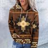 Dámská móda ležérní svetr v etnickém stylu s dlouhým rukávem a kapucí