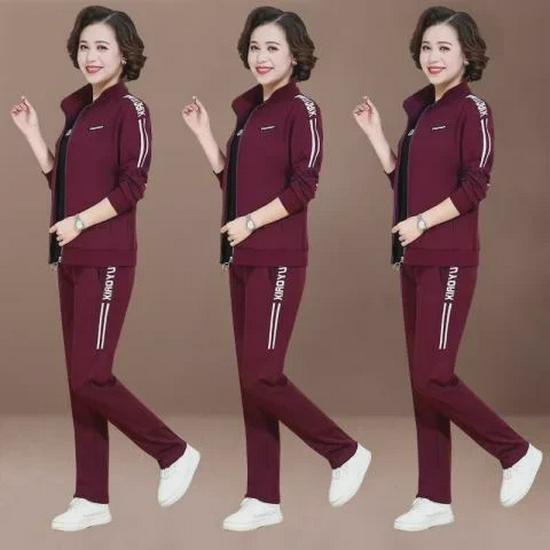 Spring & Autumn 2024 Women's Three-Piece Sports Suit for Middle-Aged and Elderly