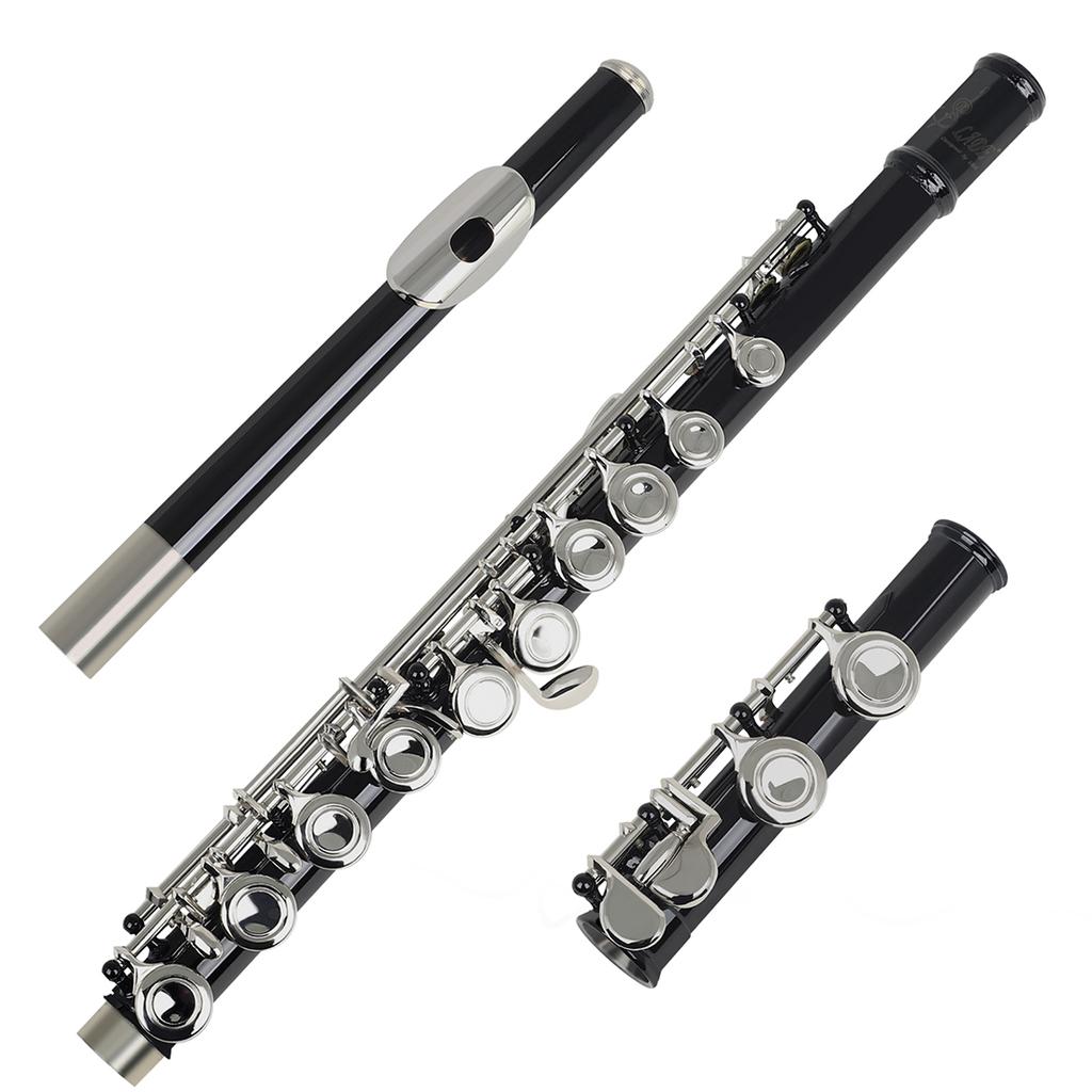 M MBAT 16-Hole Flute In C Nickel-plated White Brass Body Professional Performance Flute With Case Cleaning Tools Woodwinds