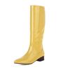 Fashion Autumn Winter Woman Boots Square Heel Knee-High Pointed Toe Patent Leather Boots Comfortable Low Heel Party Dress Dance Shoes
