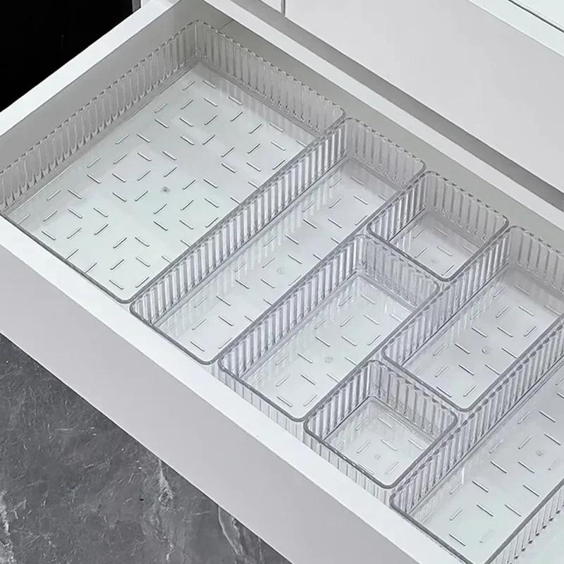 Unbegrenztes Schreibtisch-Schubladen-Organizer-Set, Kunststoff, Badezimmer-Aufbewahrung, Make-up-Organizer, durchsichtige Aufbewahrungsboxen, Behälter, Küchenhelfer
