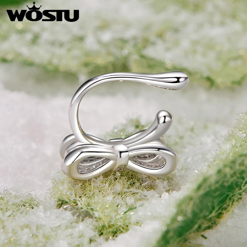 WOSTU White Gold Plated No Piercing Clips Women Butterfly Adjustable Slim Ear Cuff Women Exquisite Wedding Party Jewelry Gift
