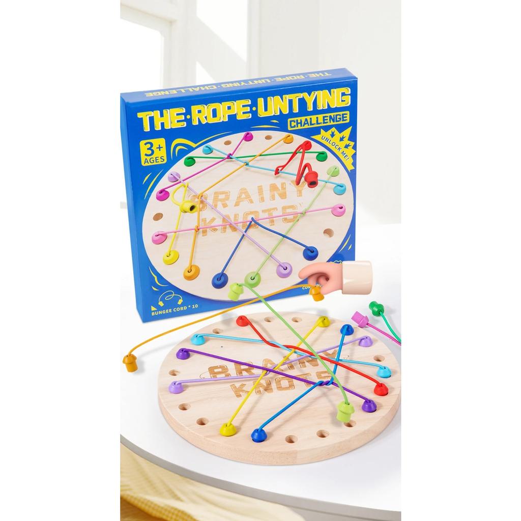 Montessori Kinder Puzzlespiel Seil Entfesselungs-Herausforderung Holzbrett Souptoys Entschlüsselung Logiktraining Puzzlespiel Seile Sortieren