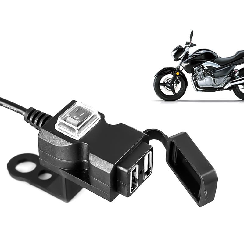 Dual USB Port 12V Waterproof Motorbike Motorcycle Handlebar Charger 5V 1A/2.1A Adapter Power Supply Socket for Phone Mobile