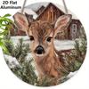 2D Flat Aluminium Christmas Sign with Deer & House Pattern - Charming Figurine Ornaments - Ideal for Front Door, Wall, Porch, Window Decor - Ideal