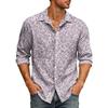 Men's Loose Fit Long Sleeve Shirt Vintage Style Casual Button Down Shirt with Spread Collar Suitable for Spring and Autumn