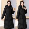 2025 Thickened Cotton Jacket Women's Winter New Mid-Length Over Knee Cotton Jacket Slimming Plus Size Warm Padded Jacket Jacket