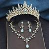 3Pcs Sets Princess Crown Bridal Jewelry Sets for Women Tiaras and Choker Necklace Earrings Wedding Dress Bride Jewelry Set