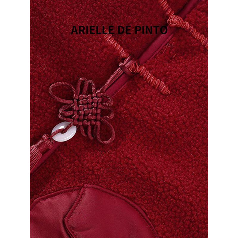 French Arielle De Pinto Autumn and Winter Jacket for Boys and Girls, Chinese Style Stand-Up Collar, Stylish and Festive Cotton-Padded Clothing