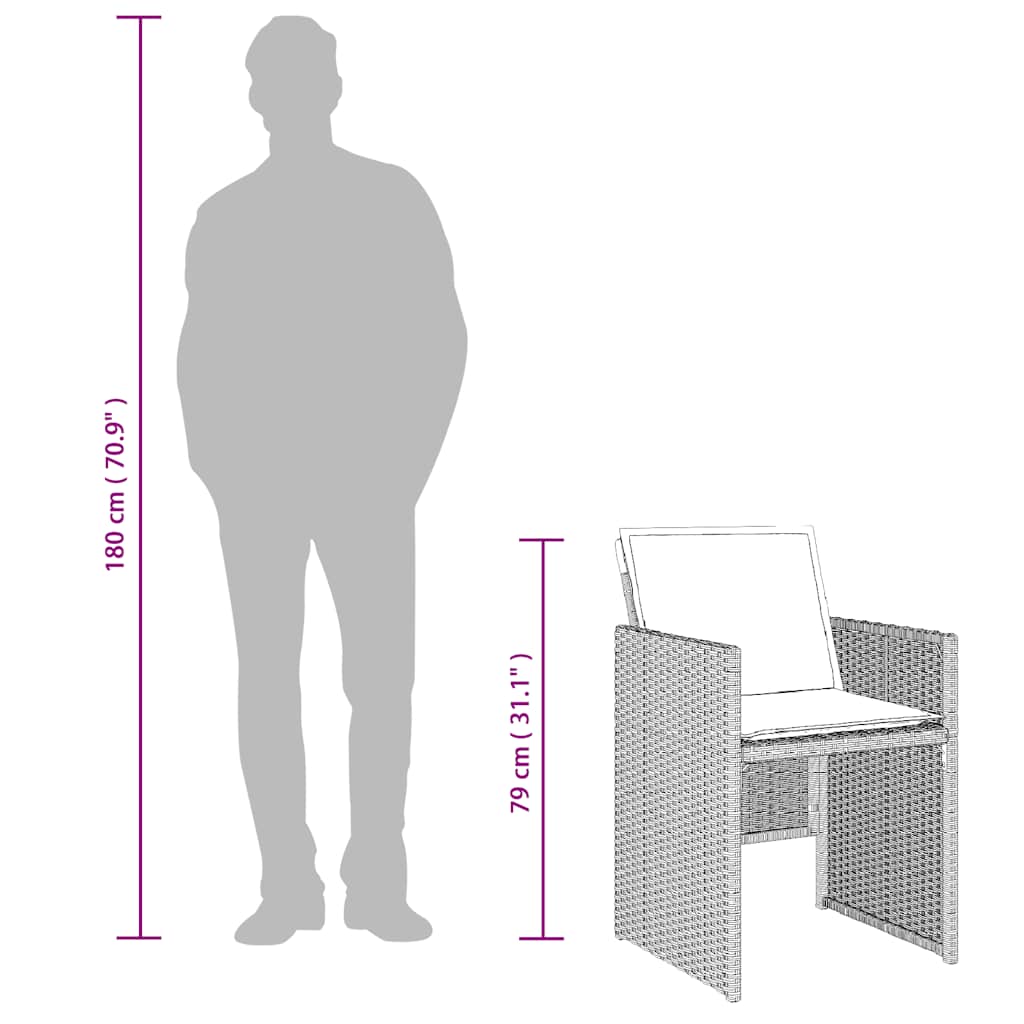 11 Piece Outdoor Dining Set with Cushions Light Grey Poly Rattan