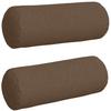 Bolster Cushions (2 Pcs) Brown Ø 25 X 70 Cm Fabric