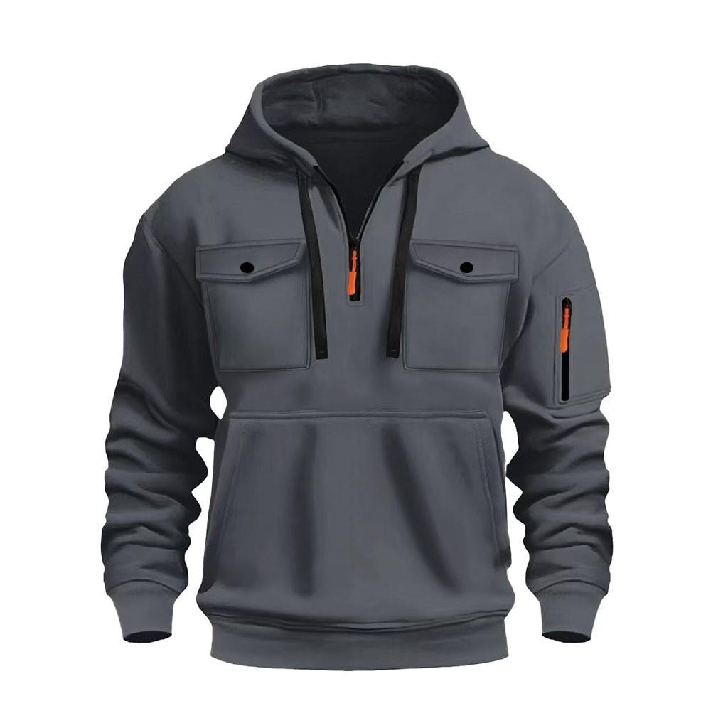 Herren Herbst/Winter Lässiger Vielseitiger Mehrere Taschen Plus Samt Langarm Hoodie