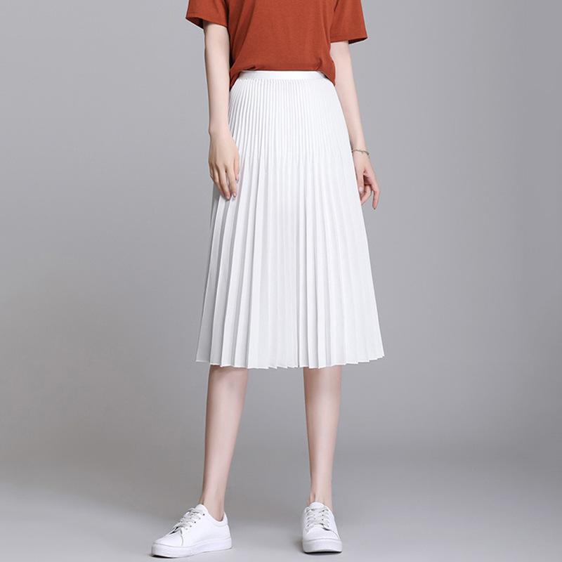 Purple skirt women's summer medium length pleated high waist a word women's drape skirt spring women's small white umbrella skirt