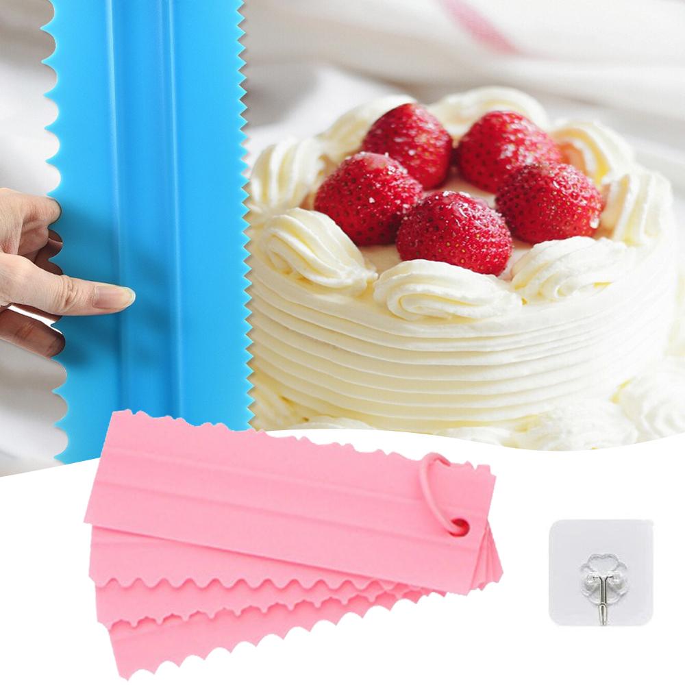 Cake Scraper Smoother Set Patterned Edge Smoothe Plastic Sawtooth Comb Bench Scraper For Cake Baking Cream Icing Smoother