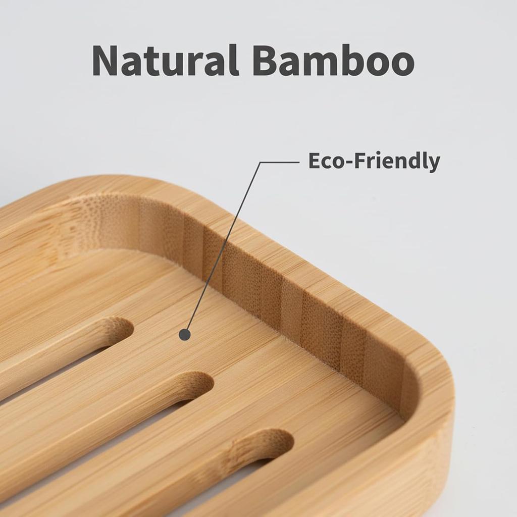 Bamboo Bar Soap Holder Wooden Soap Dish for Shower Bathroom Kitchen with Self Draining Tray