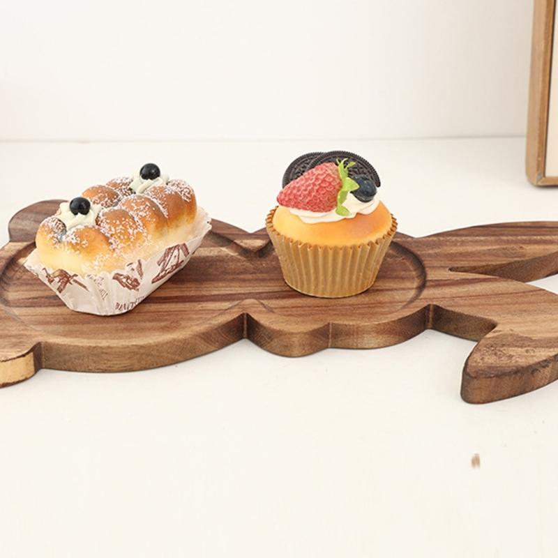 Adorable Rabbit Shape Wood Tray for Family Gatherings Childrens Birthday Parties and Serving Snacks Safely