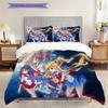 Süßes Cartoon-Thema Sailor Moon Tsukino Usagi Cartoon bequemer Heim-Bettbezug und Kissenbezug (1 * Bettbezug + 2 * Kissenbezug, ohne Füllung)A2