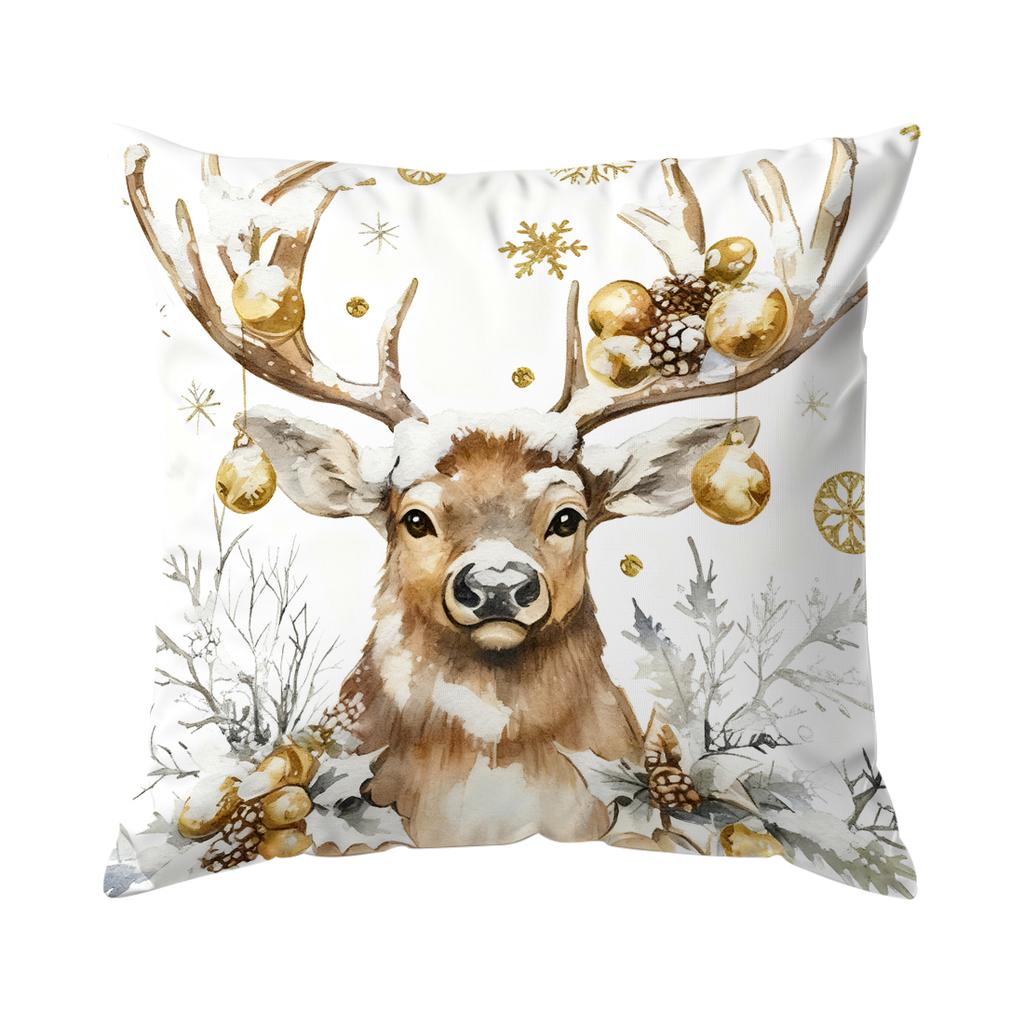 Christmas Illustration Pillowcase Bedroom Sofa Cushion Cover 100% Polyester Living Room Cushion Pillowcase Home Decor