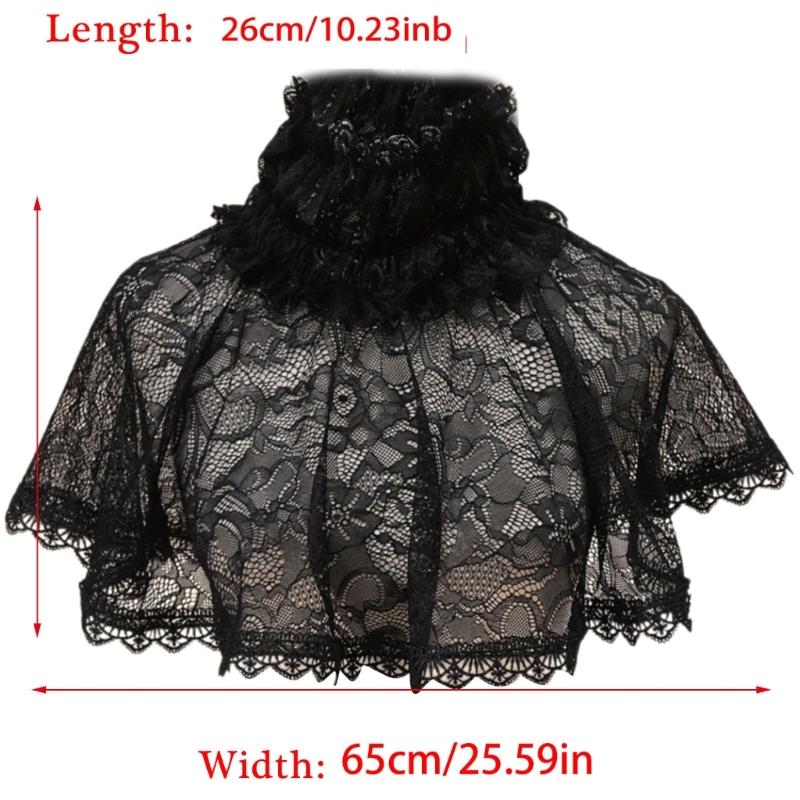 Gothic Ruffled Collar Capelet Cosplay Pullover Victorian Collar Lapel Medieval Cosplay Victorian Ruffled Lace Collar