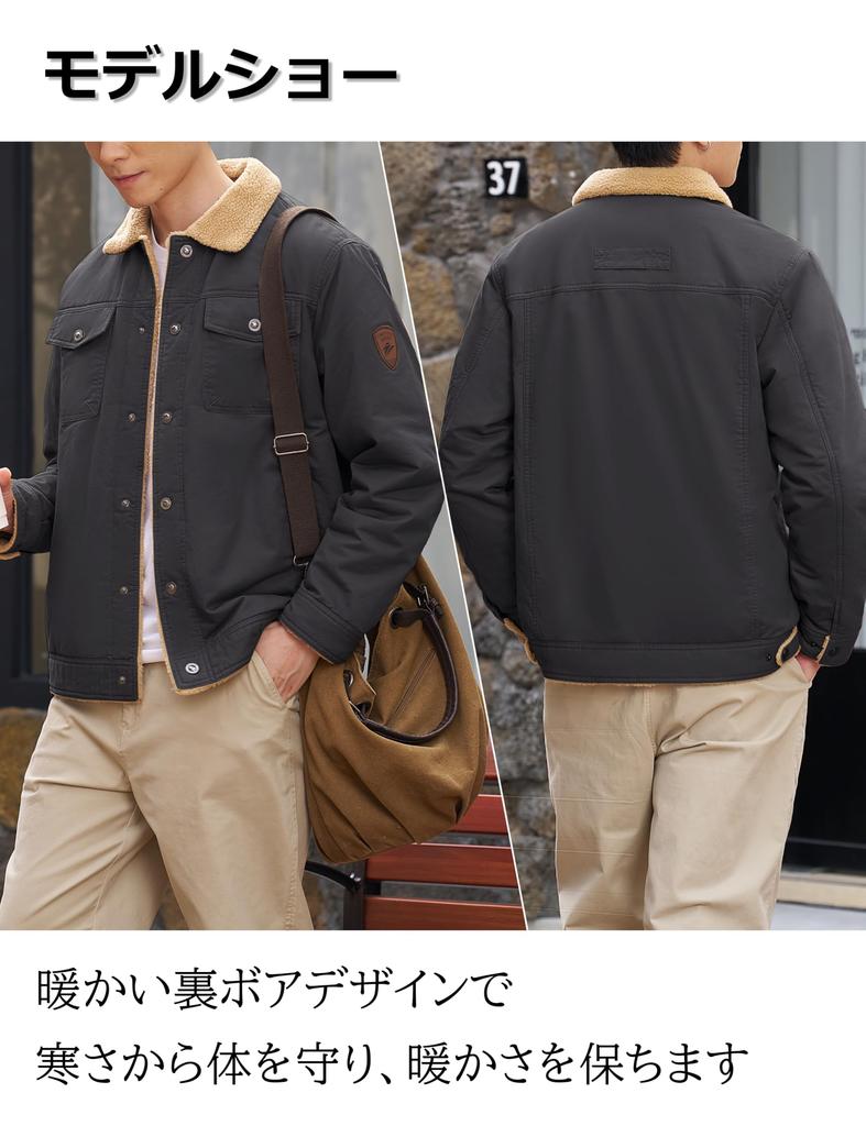 KEFITEVD Large Cold Weather Solid Military Mod Dark Size 3XL Men's Fleece-Lined Jacket, Size, Workwear, Outerwear, Color, Fold-Over Collar, Style,