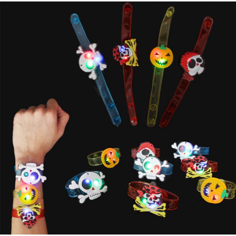 10/50Pcs Glowing Pumpkin Ghost Bracelet Rings Kids Night Toys Halloween Party Favor Kids Gifts Festival Carnival Giveaways