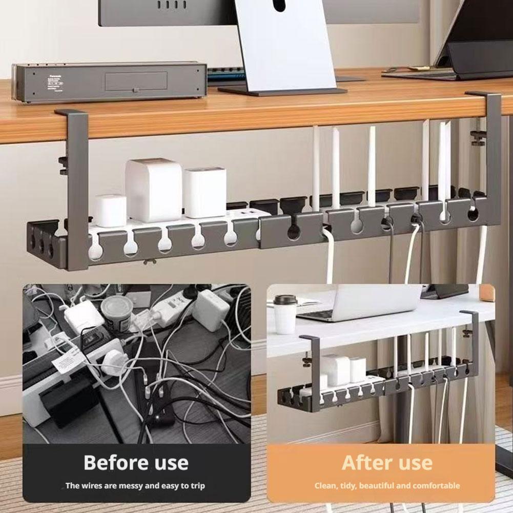 Extendable Under Desk Cable Management No Drilling Metal Cable Tray Space Saving Multipurpose Household Hanging Organizer Shelf